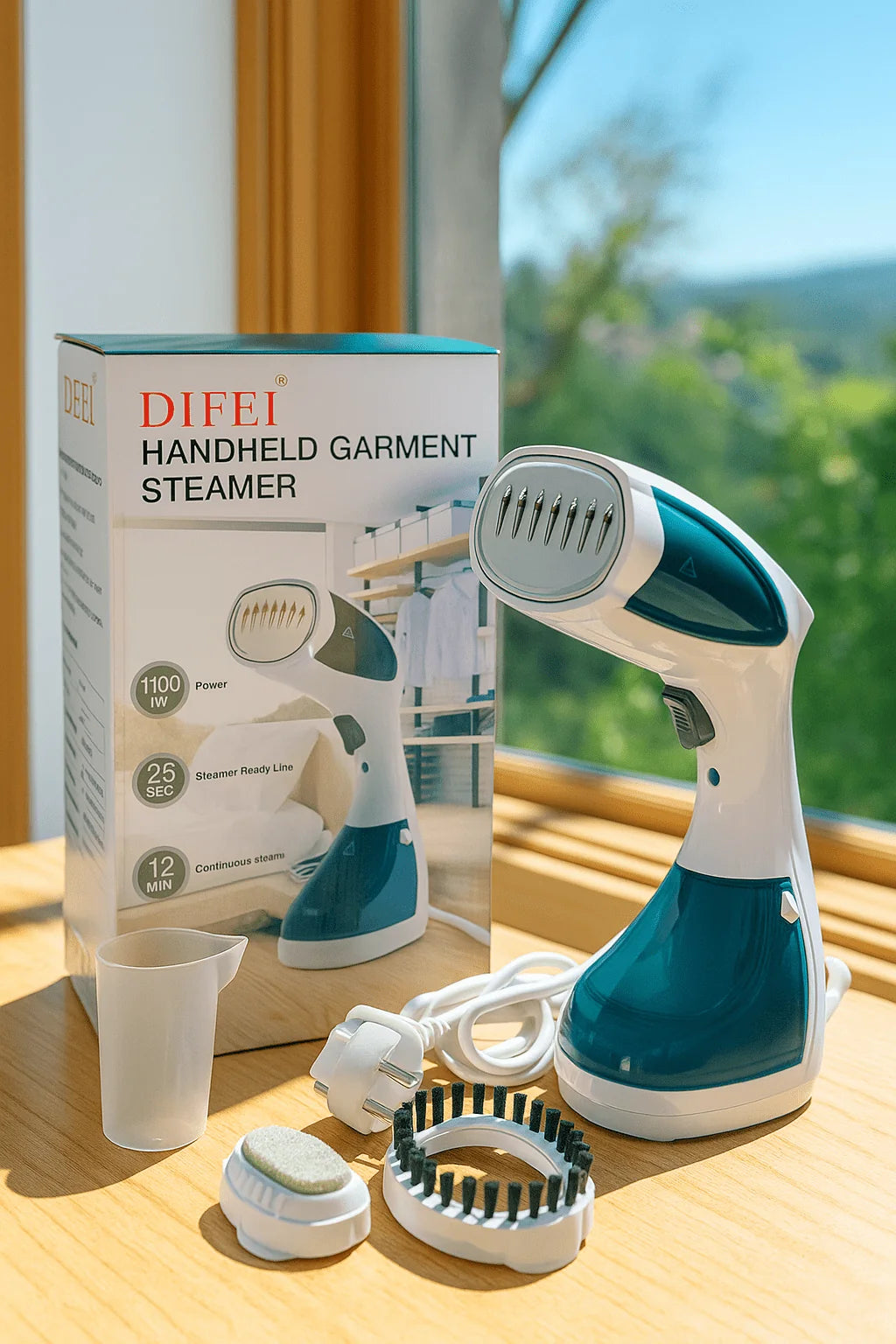 DIFEI Handheld Garment Steamer retail packaging with portable fabric care accessories | Lurota