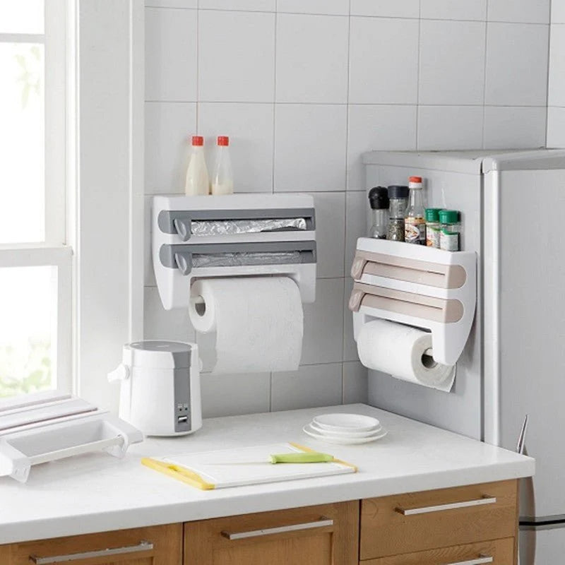 4-in-1 Kitchen Roll Dispenser – Foil, Plastic Wrap & Paper Towel Holder