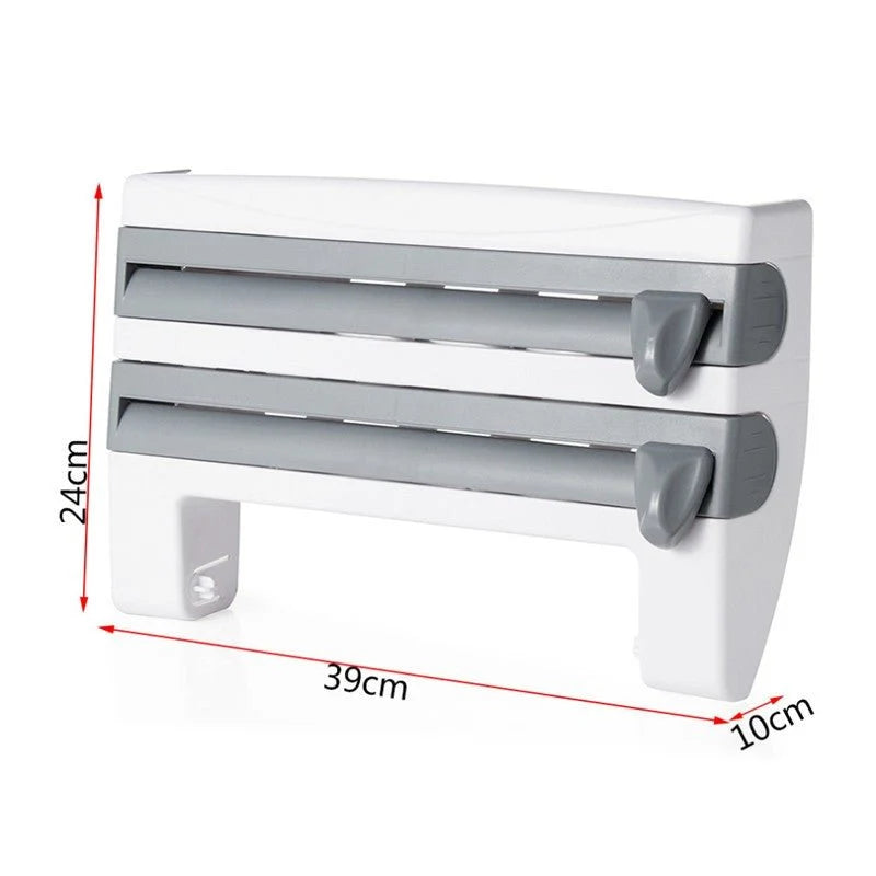 4-in-1 Kitchen Roll Dispenser – Foil, Plastic Wrap & Paper Towel Holder