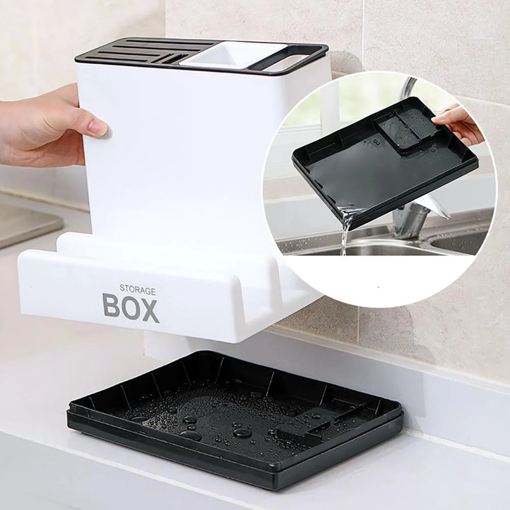 Kitchen Utensil & Knife Holder – Durable Plastic Storage Rack