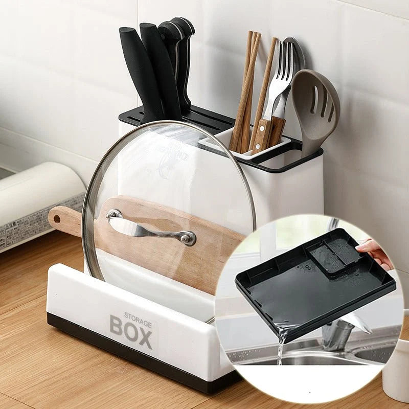 Kitchen Utensil & Knife Holder – Durable Plastic Storage Rack